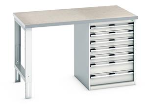 940mm Standing Bench for Workshops Industrial Engineers Bott Bench 1500x900x940mm with LinoTop and 7 Drawer Cabinet